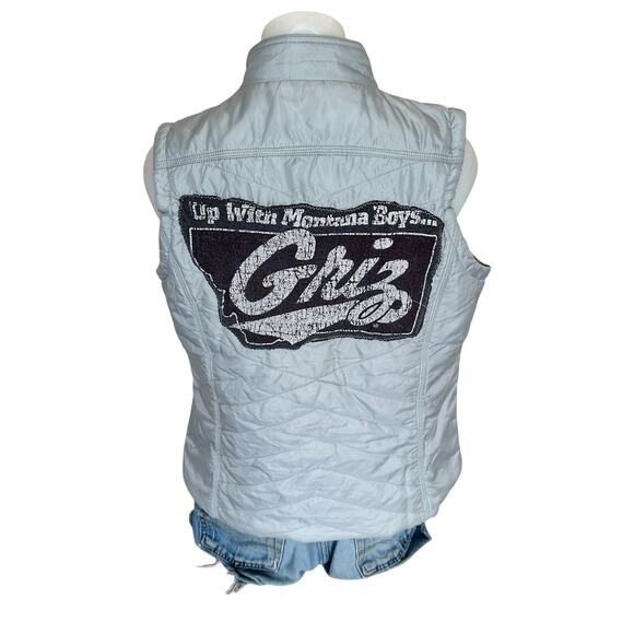 University of Montana Grizzlies Puffer Vest MEDIUM Gray Football UM Tailgate - Picture 1 of 6